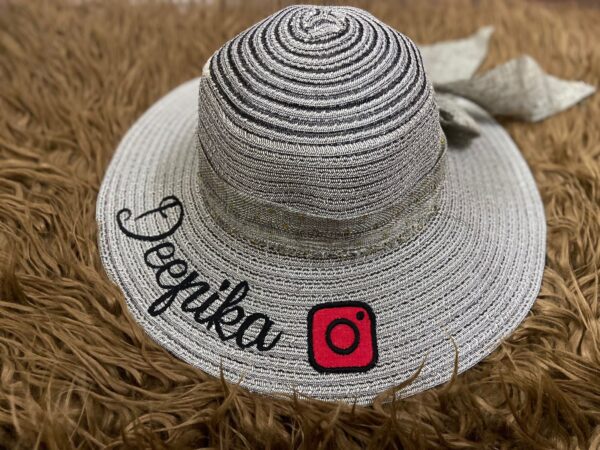 Customized Sun Hat UV Protection from Sunlight Beach Straw Sun Hat, White - Image 5
