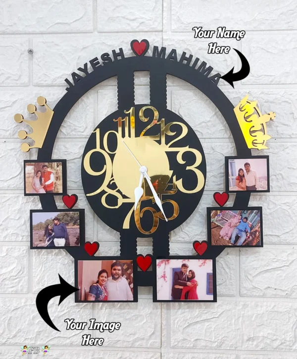 Couple Special Photo Wall Clock with Name - Image 2