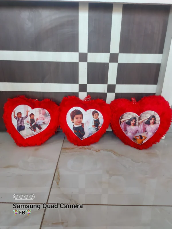 Personalized Red Fur Heart Cushion - Image 2