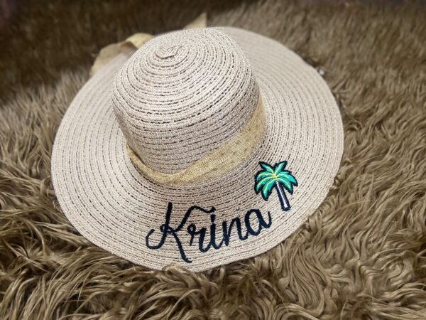 Customized Sun Hat UV Protection from Sunlight Beach Straw Sun Hat, White - Image 4