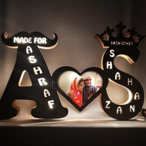 Treecase Alphabet LED Wedding Gifts for Marriage Couple | Customized Gifts for Couple | led Frames for Photos | 9 X 18 inch