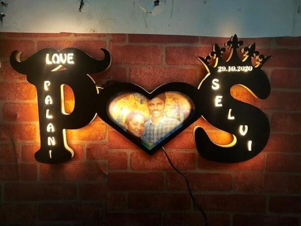 Treecase Alphabet LED Wedding Gifts for Marriage Couple | Customized Gifts for Couple | led Frames for Photos | 9 X 18 inch - Image 3