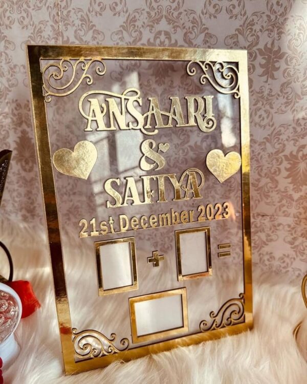 Personalized Customized Gift, Birthday Love Sign Acrylic Couple Thumb Gift Finger Print Gift Best Gift for Couples Anniversary Gift Engagement Gift Golden Letters (Rectangular Shape) - Image 3