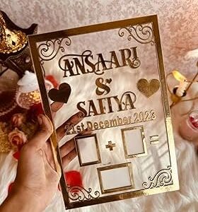 Personalized Customized Gift, Birthday Love Sign Acrylic Couple Thumb Gift Finger Print Gift Best Gift for Couples Anniversary Gift Engagement Gift Golden Letters (Rectangular Shape)
