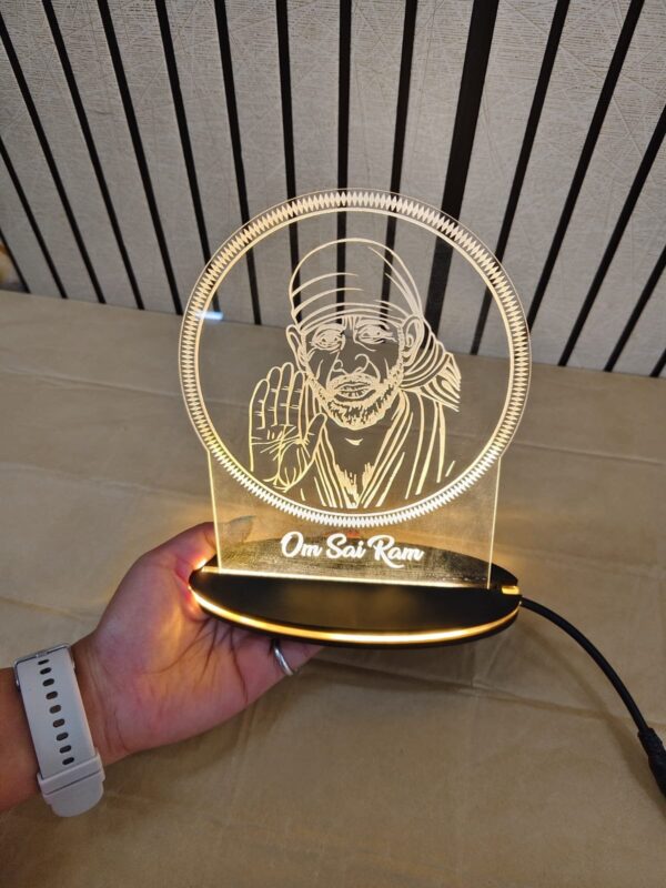 Customized Table Top (Sai Baba is always with those who believe in Him. Enlighten ur workspace, mandir, home Led Tile) - Image 2