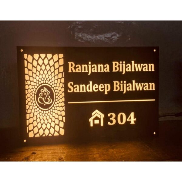 Home Door Name Plate with Golden Acrylic Solid Letters with wooden pattern - Image 4