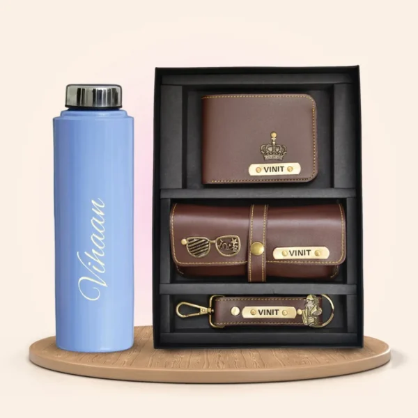 Customized Bottle with Temperature display - Pastel Shade 3 & All in One Men's Combo (3 pcs) - Image 4