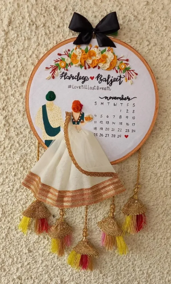 Customized Wedding Embroidery Hoop for Couples (8 Inches) - Image 6