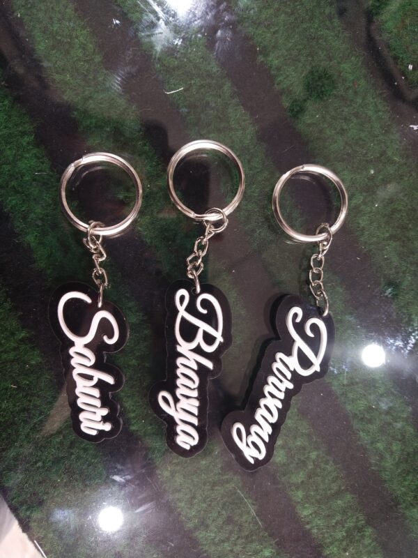 Customized Black White Name Keychain Key Chain - Image 7