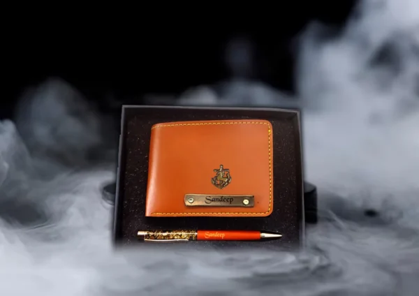 Personalized Men's Wallet with Charm & Pen with Name - Image 2
