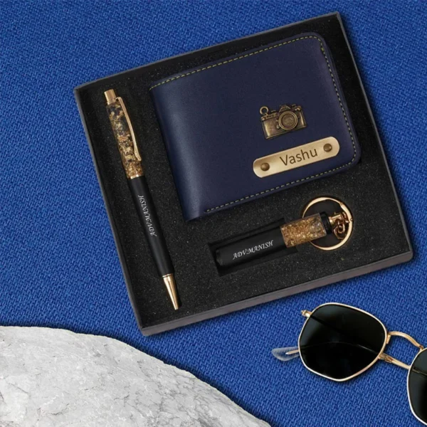 Personalized Gold Flake Combo - Wallet Pen and Keychain Combo - Image 2