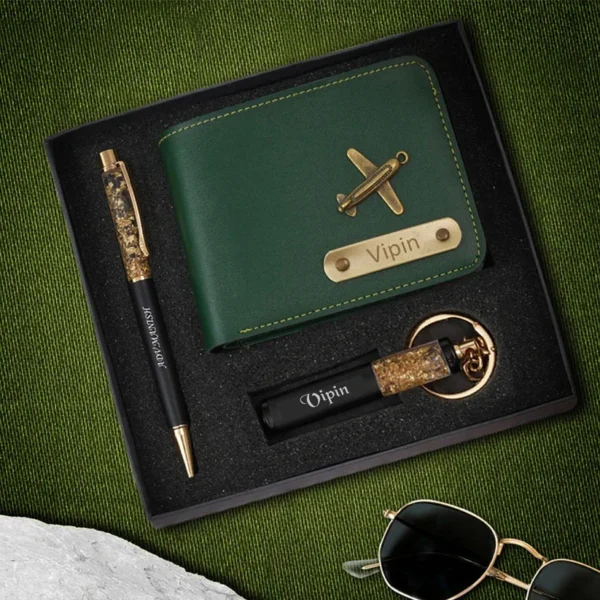 Personalized Gold Flake Combo - Wallet Pen and Keychain Combo - Image 4