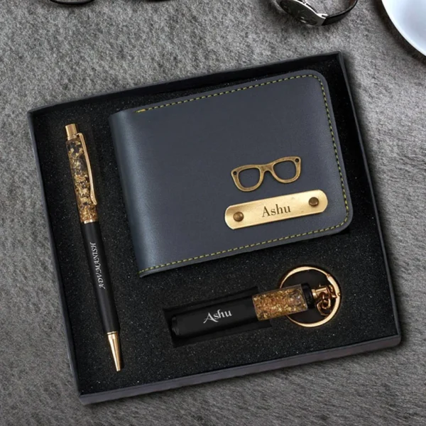 Personalized Gold Flake Combo - Wallet Pen and Keychain Combo - Image 5
