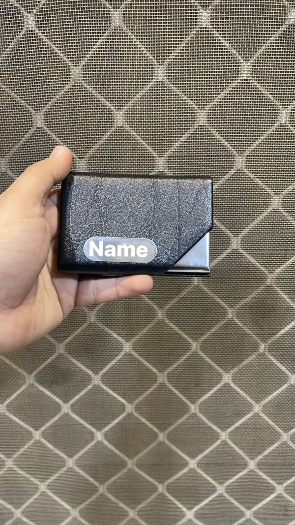 Pocket Sized Leather Business Visiting Card Case Credit Debit ATM Card Holder Wallet With Name Added - Image 4