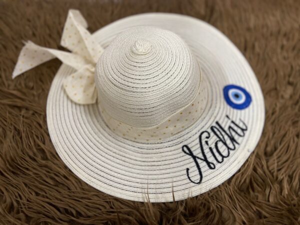 Customized Sun Hat UV Protection from Sunlight Beach Straw Sun Hat, White - Image 2