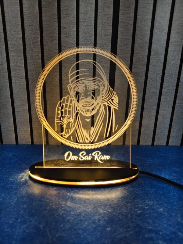 Customized Table Top (Sai Baba is always with those who believe in Him. Enlighten ur workspace, mandir, home Led Tile) - Image 4